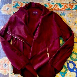 Wine color faux suede jacket